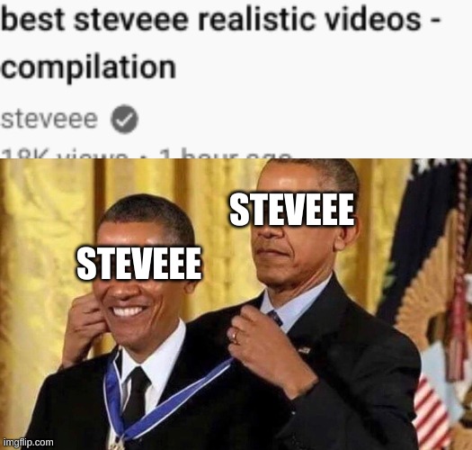 Steveee | STEVEEE; STEVEEE | image tagged in obama medal | made w/ Imgflip meme maker