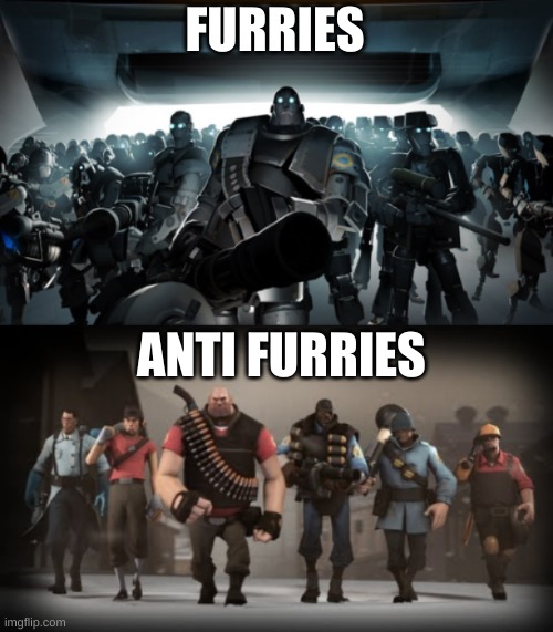 Mann vs Machine | FURRIES ANTI FURRIES | image tagged in mann vs machine | made w/ Imgflip meme maker