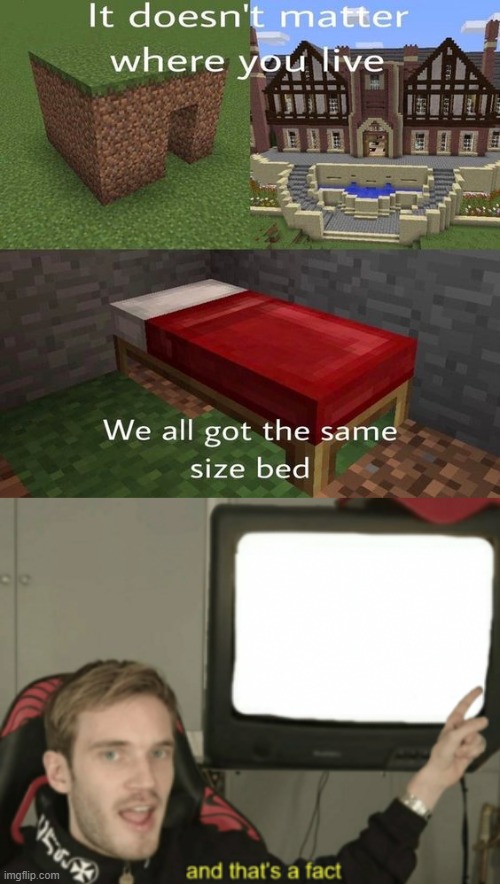 i hav no clever title srry | image tagged in and that's a fact,minecraft,bed | made w/ Imgflip meme maker
