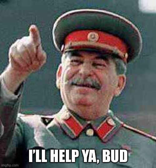 Stalin says | I’LL HELP YA, BUD | image tagged in stalin says | made w/ Imgflip meme maker