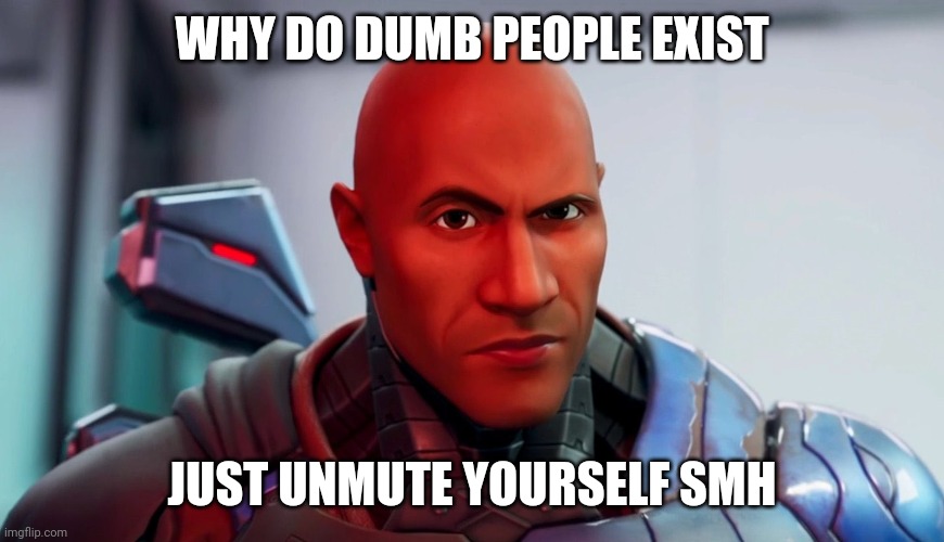 The rock eyebrow | WHY DO DUMB PEOPLE EXIST; JUST UNMUTE YOURSELF SMH | image tagged in the rock eyebrow | made w/ Imgflip meme maker