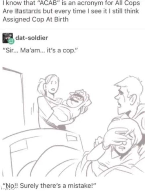Assigned cop at birth | image tagged in cops,transgender | made w/ Imgflip meme maker