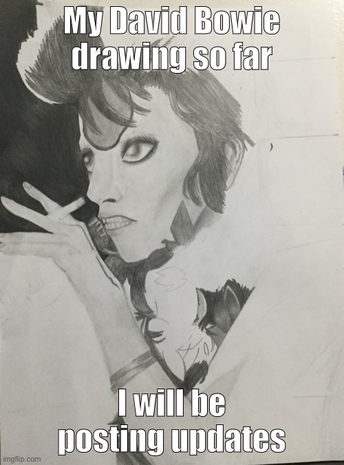 David Bowie <3 | My David Bowie drawing so far; I will be posting updates | image tagged in david bowie,drawing,art | made w/ Imgflip meme maker