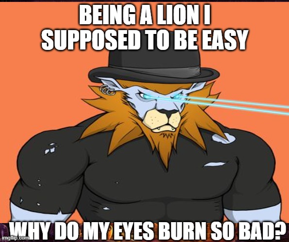 BEING A LION I SUPPOSED TO BE EASY; WHY DO MY EYES BURN SO BAD? | made w/ Imgflip meme maker