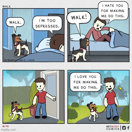 Dogs can bring happiness | image tagged in comics,dog | made w/ Imgflip meme maker