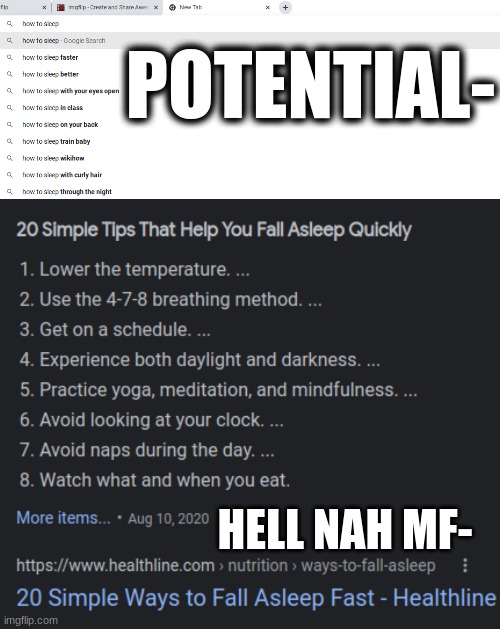 POTENTIAL-; HELL NAH MF- | made w/ Imgflip meme maker