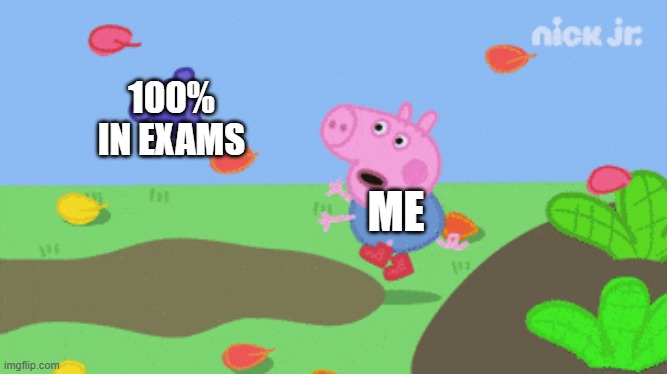i usually get them | 100% IN EXAMS; ME | image tagged in flying cap,memes,grades,funny,middle school | made w/ Imgflip meme maker