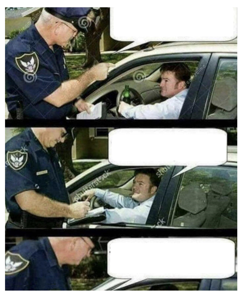 High Quality COP AND DRIVER 3 PANEL Blank Meme Template