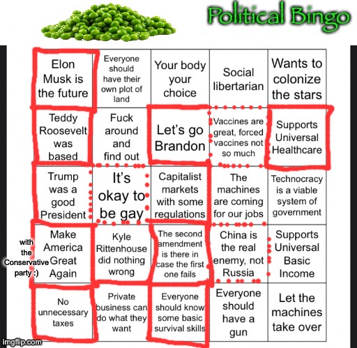 Peas | with the Conservative party :) | image tagged in memes,unfunny | made w/ Imgflip meme maker