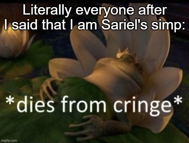 Reactions to a Simp of Sariel | Literally everyone after I said that I am Sariel's simp: | image tagged in dies from cringe,cringe,memes,simp,animeme,touhou | made w/ Imgflip meme maker