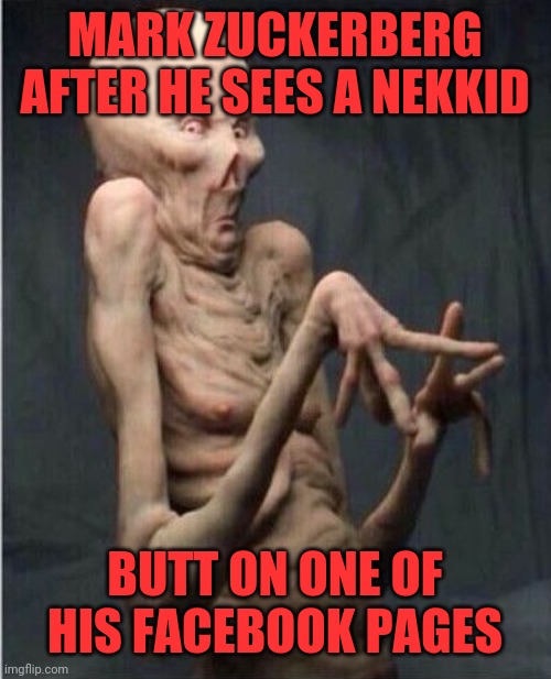 Mark Zuckerberg |  MARK ZUCKERBERG AFTER HE SEES A NEKKID; BUTT ON ONE OF HIS FACEBOOK PAGES | image tagged in grossed out alien,facebook,troll award,cringe worthy,zuck | made w/ Imgflip meme maker