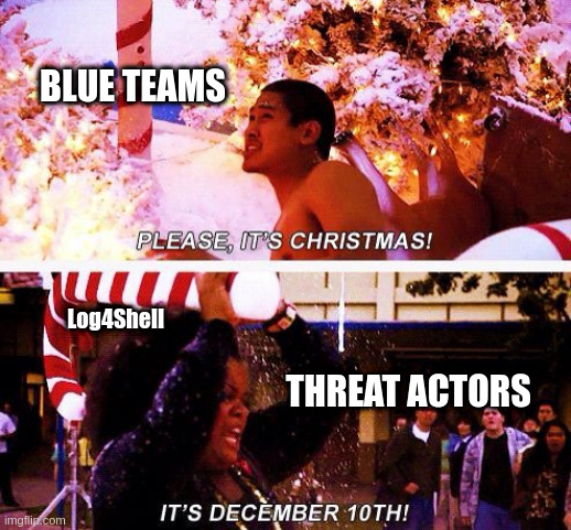 BLUE TEAMS; Log4Shell; THREAT ACTORS | made w/ Imgflip meme maker