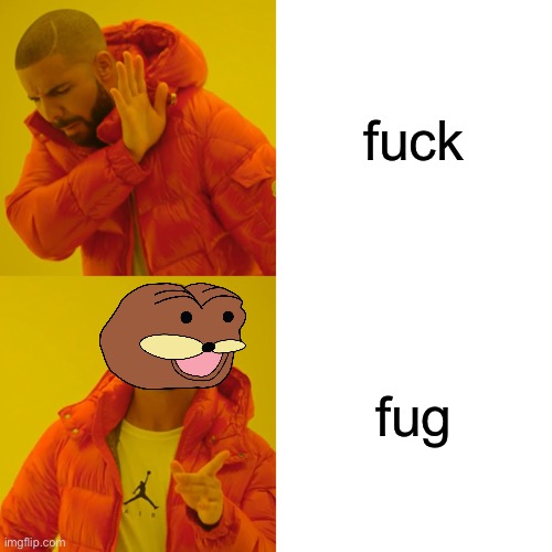 fug | fuck; fug | image tagged in memes,drake hotline bling,dank memes,spurdo sparde | made w/ Imgflip meme maker