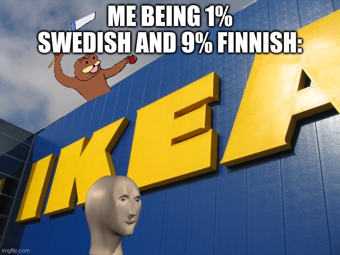 IKEA  | ME BEING 1% SWEDISH AND 9% FINNISH: | image tagged in ikea | made w/ Imgflip meme maker