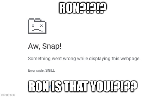 RON!?!?! | RON?!?!? RON IS THAT YOU!?!?? | image tagged in memes | made w/ Imgflip meme maker