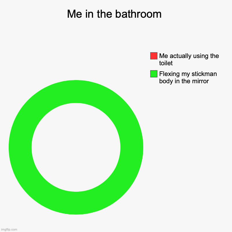 Me in the bathroom | Flexing my stickman body in the mirror, Me actually using the toilet | image tagged in charts,donut charts | made w/ Imgflip chart maker