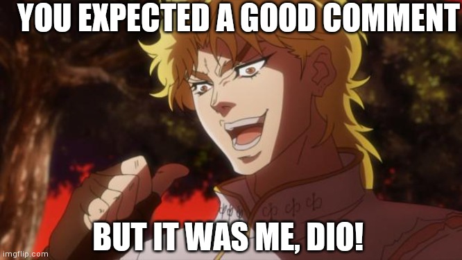 Wryyy | YOU EXPECTED A GOOD COMMENT; BUT IT WAS ME, DIO! | image tagged in but it was me dio | made w/ Imgflip meme maker