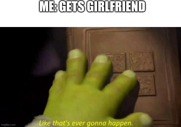 :( | ME: GETS GIRLFRIEND | image tagged in blank white template,like that's ever gonna happen | made w/ Imgflip meme maker