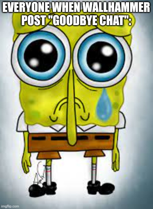 spongebob sad | EVERYONE WHEN WALLHAMMER POST "GOODBYE CHAT": | image tagged in spongebob sad | made w/ Imgflip meme maker