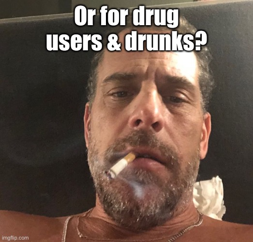 Hunter Biden | Or for drug users & drunks? | image tagged in hunter biden | made w/ Imgflip meme maker