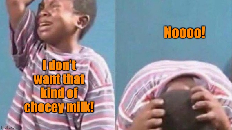 African Kid Crying | I don’t want that kind of chocey milk! Noooo! | image tagged in african kid crying | made w/ Imgflip meme maker