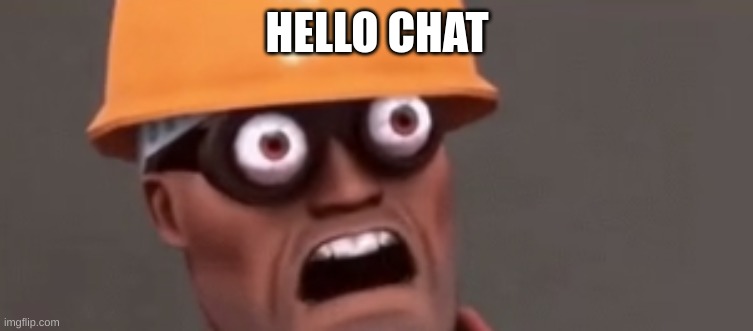 Petrified Engineer | HELLO CHAT | image tagged in petrified engineer | made w/ Imgflip meme maker