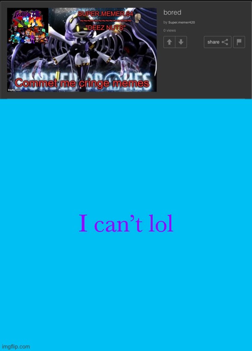 Stupid site mods | I can’t lol | image tagged in memes,blank transparent square | made w/ Imgflip meme maker