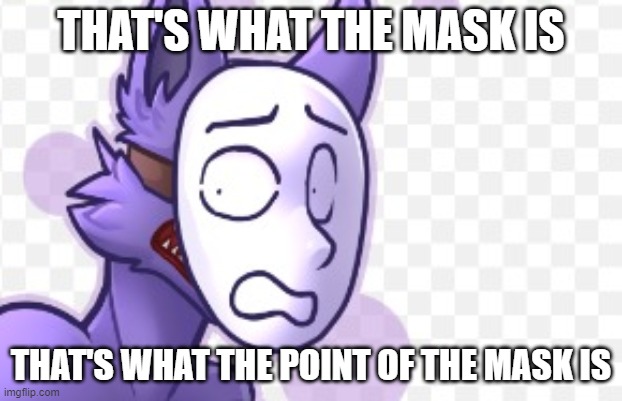 THAT'S WHAT THE MASK IS; THAT'S WHAT THE POINT OF THE MASK IS | made w/ Imgflip meme maker