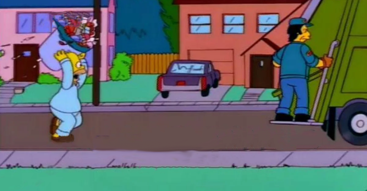 Homer Garbage Truck Blank Meme Template