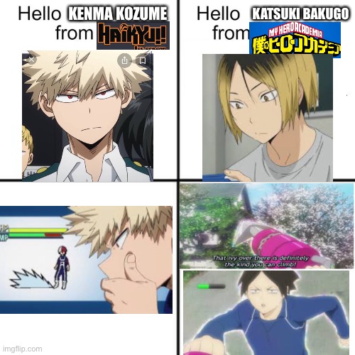 Coincidence I think Not | KENMA KOZUME; KATSUKI BAKUGO | image tagged in hello person from,kenma kozume,and katsuki bakugo | made w/ Imgflip meme maker