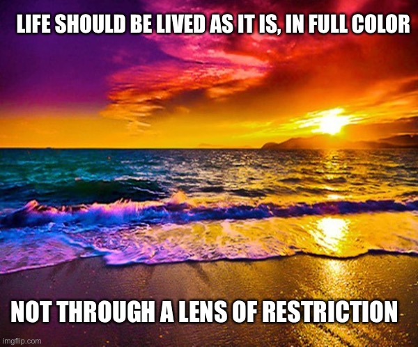 Ignore their racist calls |  LIFE SHOULD BE LIVED AS IT IS, IN FULL COLOR; NOT THROUGH A LENS OF RESTRICTION | image tagged in beautiful sunset,life is good,ignore,ignorance | made w/ Imgflip meme maker