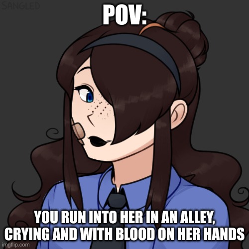 Roleplay with a very broken OC of mine | POV:; YOU RUN INTO HER IN AN ALLEY, CRYING AND WITH BLOOD ON HER HANDS | made w/ Imgflip meme maker