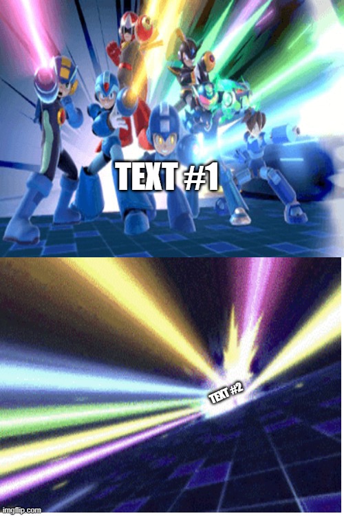 Super Smash Bros Ultimate Mega Man final smash |  TEXT #1; TEXT #2 | image tagged in blank white template | made w/ Imgflip meme maker
