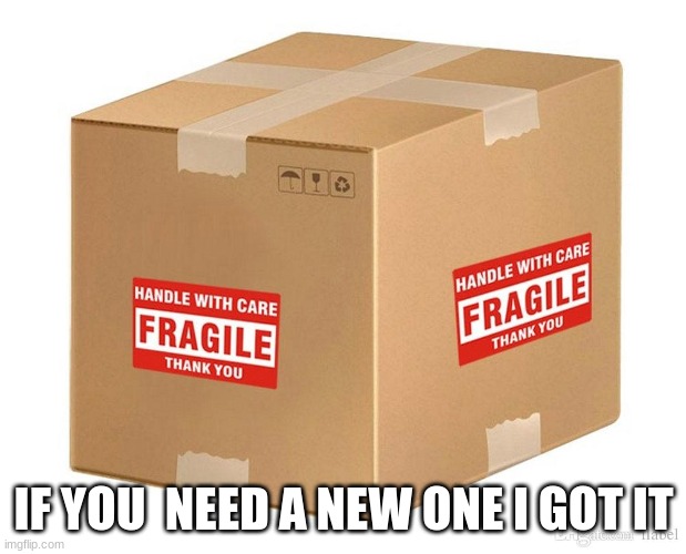 Fragile | IF YOU  NEED A NEW ONE I GOT IT | image tagged in fragile | made w/ Imgflip meme maker