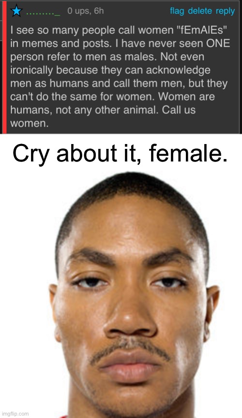 Also hi Julia | Cry about it, female. | image tagged in cry about it | made w/ Imgflip meme maker