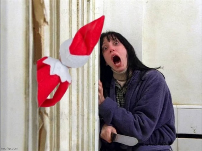 image tagged in elf on the shelf,elf,the shining,wendy torrance,christmas,horror movie | made w/ Imgflip meme maker