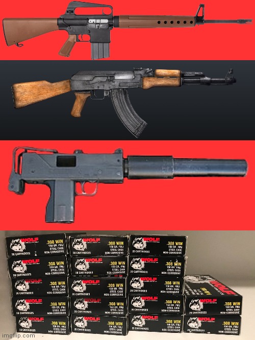 Perfect for home defense. | image tagged in ar10,ak47,gun | made w/ Imgflip meme maker