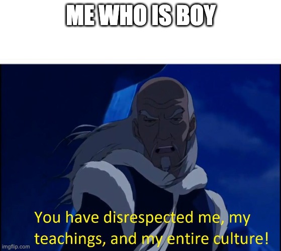 Avatar disrespect | ME WHO IS BOY | image tagged in avatar disrespect | made w/ Imgflip meme maker