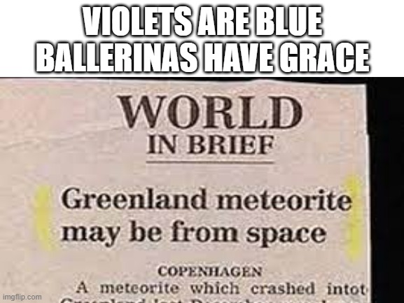 Of course | VIOLETS ARE BLUE
BALLERINAS HAVE GRACE | image tagged in you had one job | made w/ Imgflip meme maker