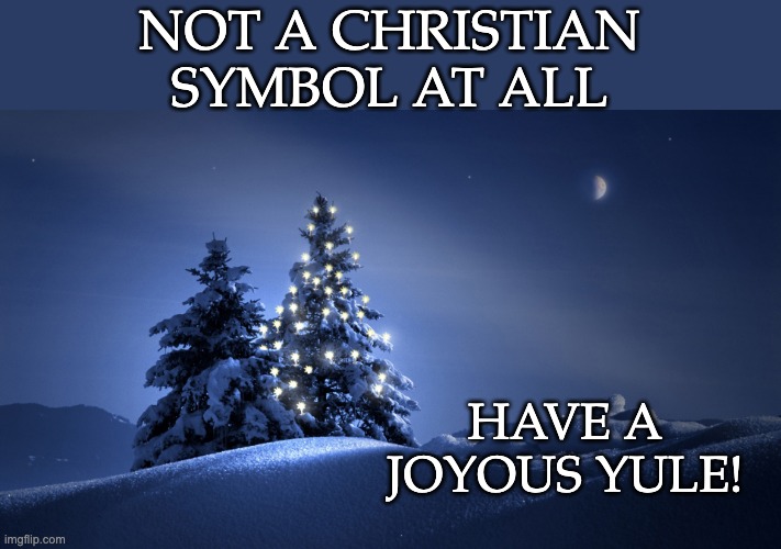 Tis the season to decorate a pagan tree | NOT A CHRISTIAN SYMBOL AT ALL; HAVE A JOYOUS YULE! | image tagged in christmas tree,christmas,pagan,holidays | made w/ Imgflip meme maker