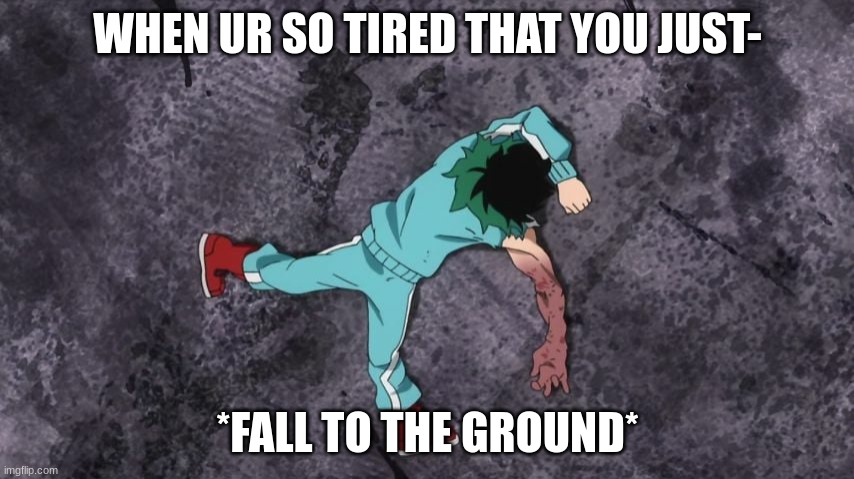 My Hero Academia | WHEN UR SO TIRED THAT YOU JUST-; *FALL TO THE GROUND* | image tagged in my hero academia | made w/ Imgflip meme maker