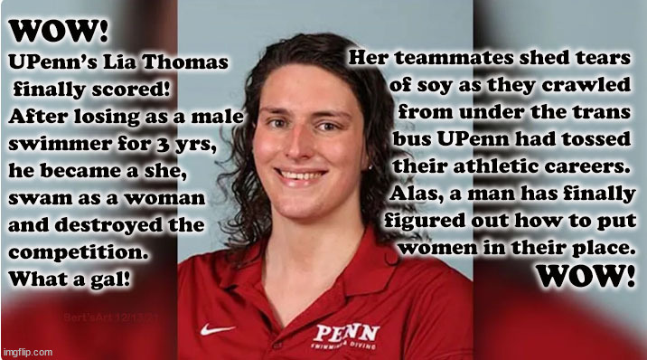 Then He Became a She and Finally Scored | image tagged in memes,upenn,trans,lia thomas | made w/ Imgflip meme maker
