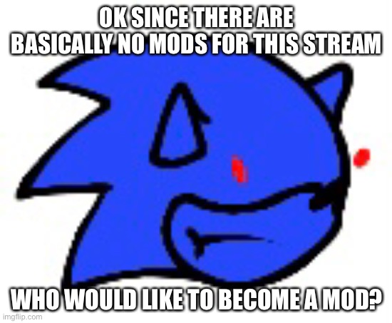I’ll have some requirements in the comments | OK SINCE THERE ARE BASICALLY NO MODS FOR THIS STREAM; WHO WOULD LIKE TO BECOME A MOD? | made w/ Imgflip meme maker