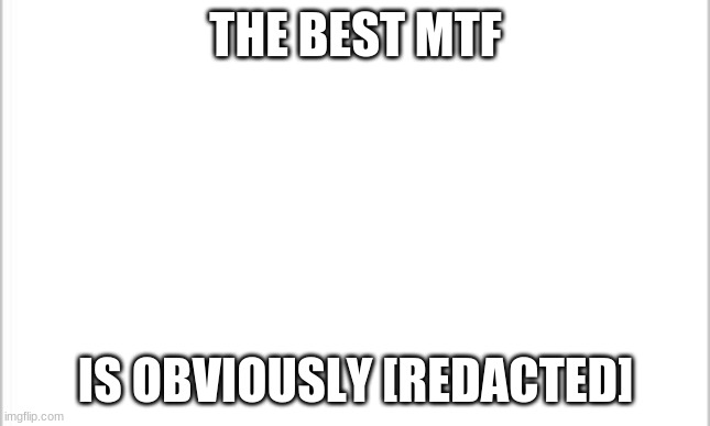 white background | THE BEST MTF IS OBVIOUSLY [REDACTED] | image tagged in white background | made w/ Imgflip meme maker
