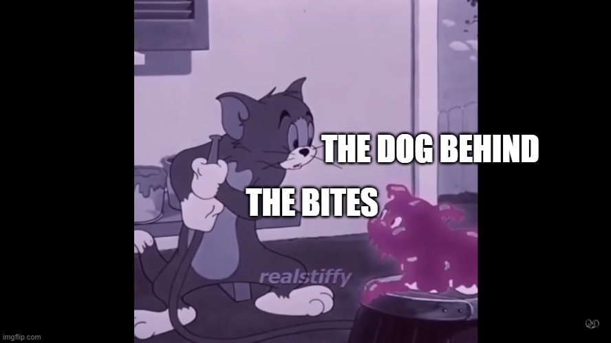 THE DOG BEHIND; THE BITES | made w/ Imgflip meme maker