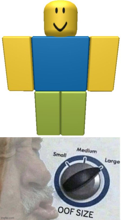 image tagged in roblox noob,oof size large | made w/ Imgflip meme maker