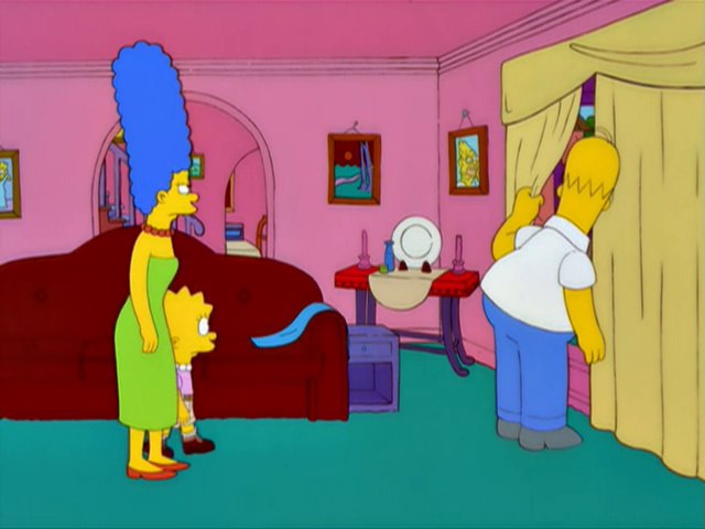 High Quality Simpsons Homer Looks Through Curtain Blank Meme Template