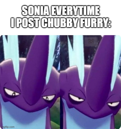 SONIA EVERYTIME I POST CHUBBY FURRY: | image tagged in memes,blank transparent square,toxtricity bruh | made w/ Imgflip meme maker