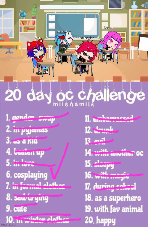 Day 17: Ren gets very bored in school, don't we all though | image tagged in 20 day oc challenge | made w/ Imgflip meme maker