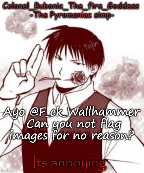 Threre was like 9 flags in the queue | Ayo @F_ck_Wallhammer  Can you not flag images for no reason? Its annoying | image tagged in yes a new temp stfu | made w/ Imgflip meme maker